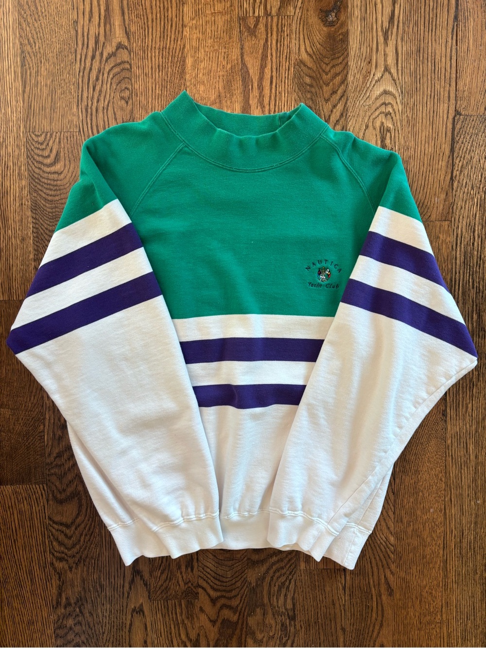 Vintage Nautica Yacht Club Colorblock Striped Crewneck Sweatshirt XL 90s